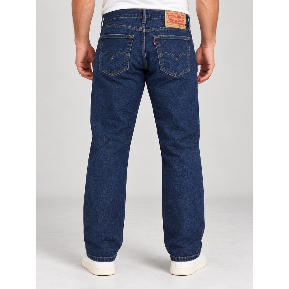 Levis 505 Regular Fit Straight Leg Dark Wash Indigo Denim Jeans Mens 34x30